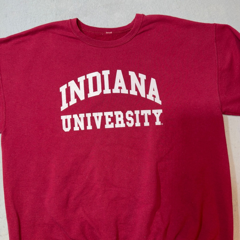 Indiana University Sweatshirt Mens 2XL Red Good Crewneck Fleece Pullover IU